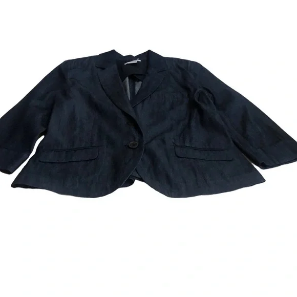 Kate Hill Women’s Light Weight Cotton Blue Denim Cropped Blazer/Jacket Size 10P - Picture 11 of 16